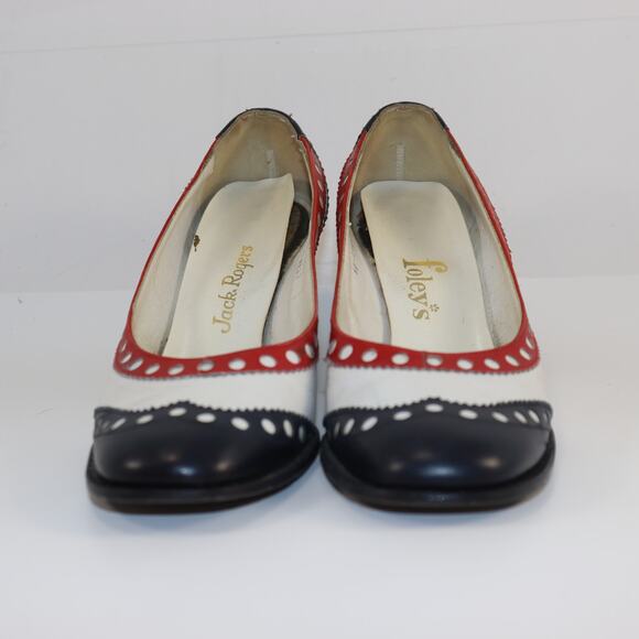 Vintage Jack Rogers Red White Blue Leather Heels | Size 6.5M | Patriotic Style - Picture 3 of 6